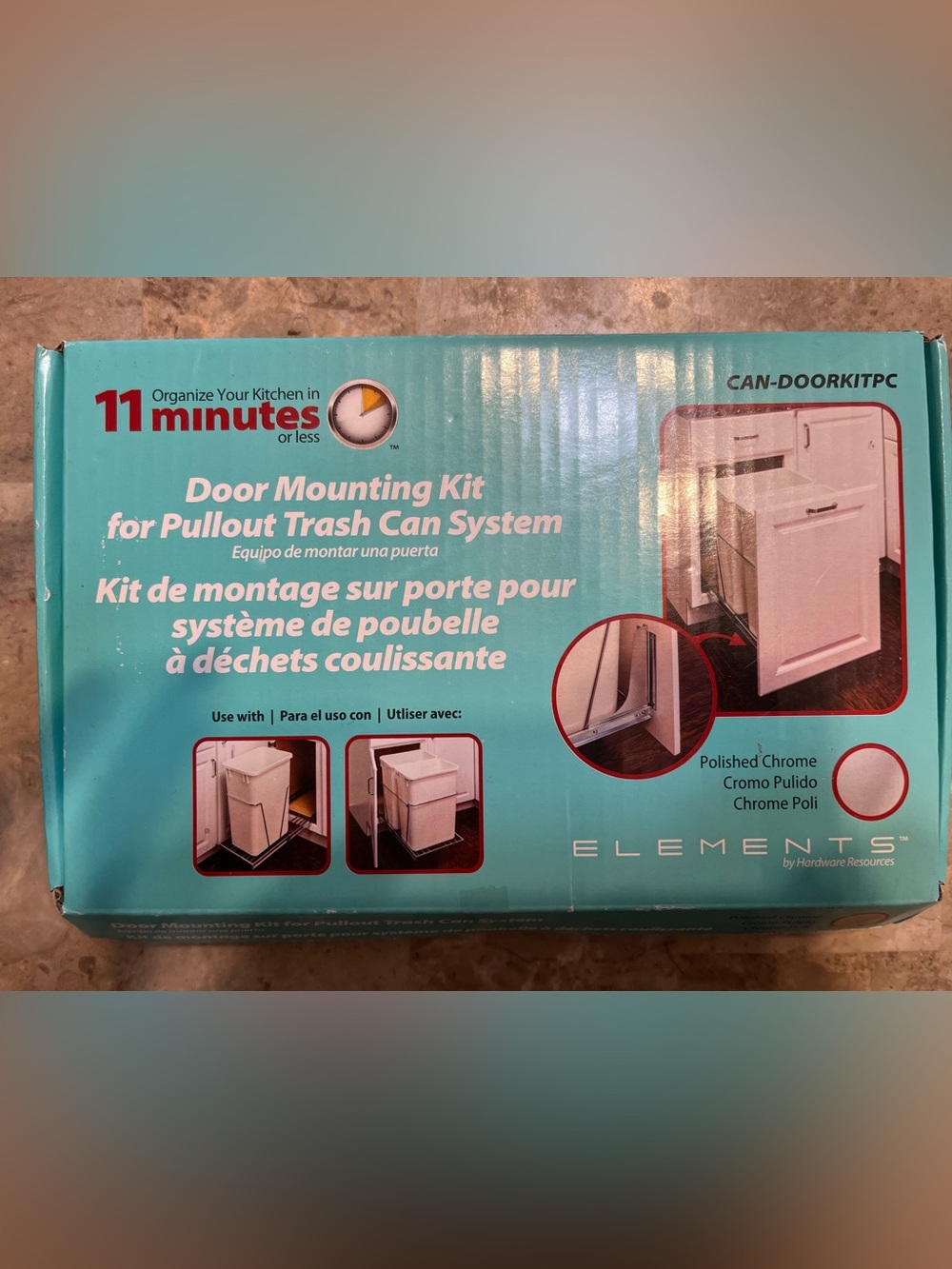 ELEMENTS Door mounting kit for under the cabinet trash system